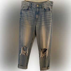 American Eagle high rise ripped mom jeans